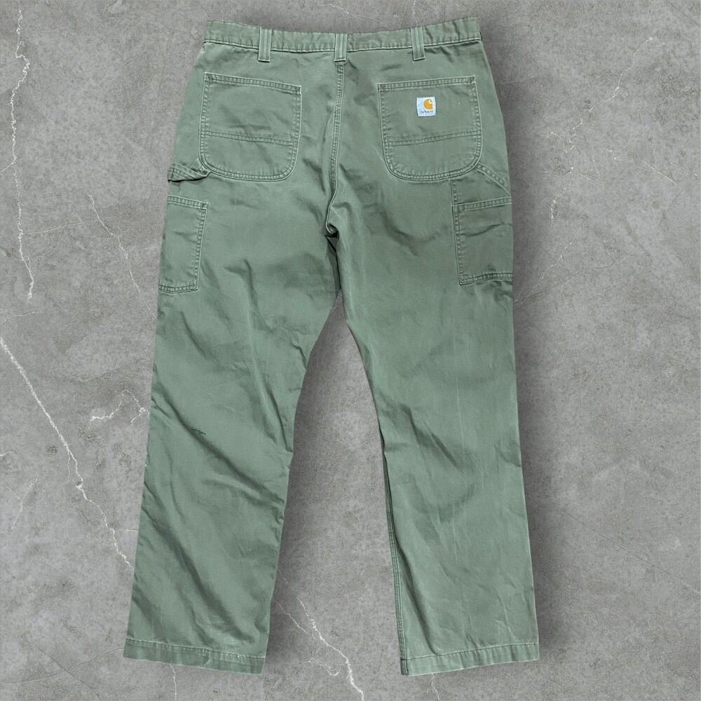 Carhartt Relaxed Fit Carpenter Olive Green Pants Cotton Men's Size 38W x 32L